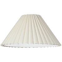 Set of 2 Box Pleat Empire Lamp Shades Antique White Large 7" Top x 20.5" Bottom x 10.75" High x 12.5" Slant Spider with Replacement Harp and Finial Fi