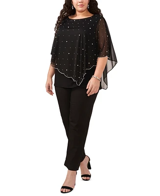 Msk Plus Size Round-Neck Beaded Overlay