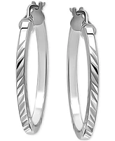 Giani Bernini Ridged Tube Small Hoop Earrings in Sterling Silver, 25mm, Created for Macy's