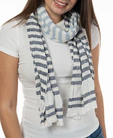 Style & Co Women's Striped Fringe-Trim Scarf, Created for Macy's