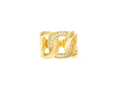 Curb Link Band Ring with Cz Accent