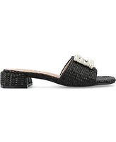 Journee Collection Women's Justina Ornamented Raffia Slide Sandals