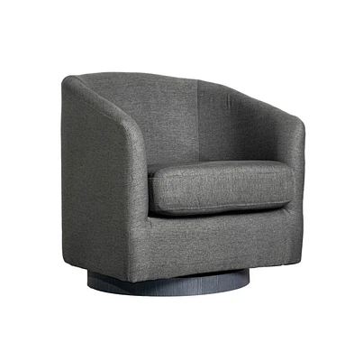 Caro Upholstered Club Style Barrel Chair With Sloped Armrests And 360 Degree Swivel Base A Vinyl Wrap