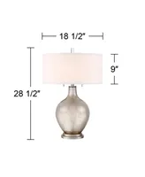 Louie 28 1/2" Tall Modern Luxe End Table Lamp Silver Mercury Glass Single Fabric White Shade Living Room Bedroom Bedside Nightstand House Office Home