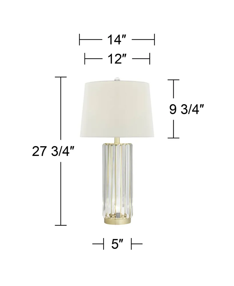 Rivera Traditional Table Lamp 27 3/4" Tall with Nightlight Gold Clear Glass Led White Tapered Drum Shade for Bedroom Living Room Nightstand Bedside Ni