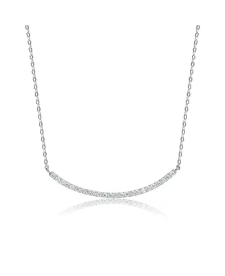 Classic Sterling Silver White Gold Plated with Cubic Zirconia Curved Bar Wedding Necklace