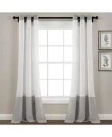 Faux Linen Grommet Color block Window Curtain Panel