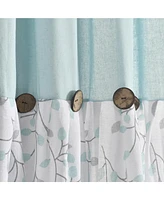 Linen Button Botanical Garden Window Curtain Panels