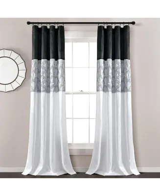 Maria Window Curtain Panel Black/White Single 42X84