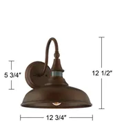 Gough Rustic Industrial Farmhouse Outdoor Barn Light Fixtures Set of 2 Bronze Dusk To Dawn Motion Sensor Dark Sky 12 1/2" for Exterior House Porch Pat