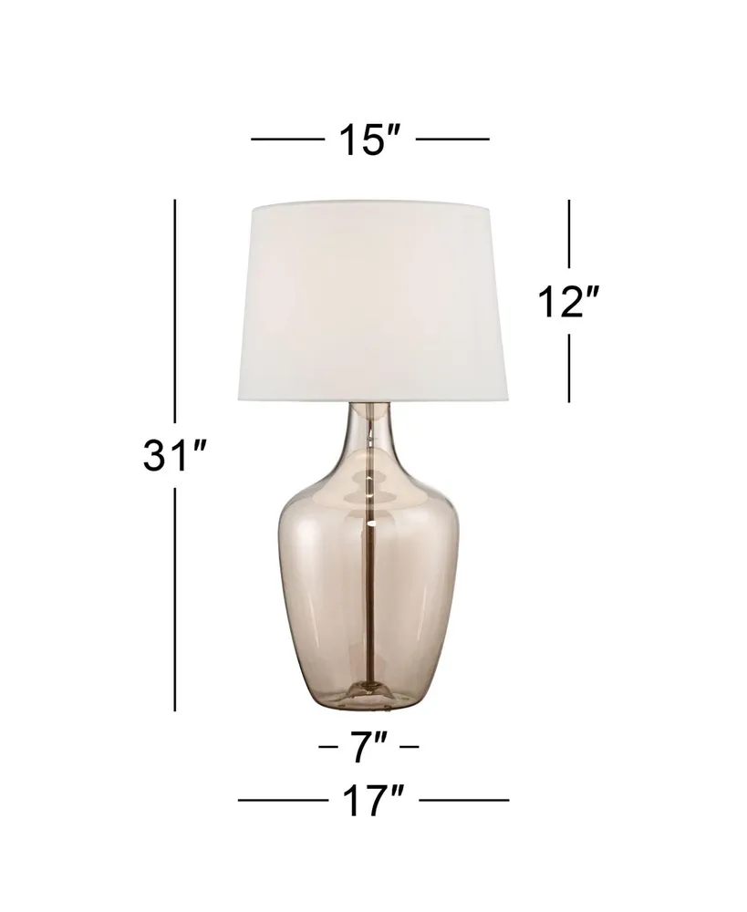 Ania 31" Tall Jar Large Modern Coastal Country Cottage End Table Lamp Clear Champagne Glass Single Off