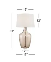 Ania 31" Tall Jar Large Modern Coastal Country Cottage End Table Lamp Clear Champagne Glass Single Off