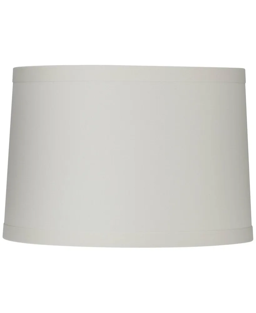 Springcrest Off-White Linen Medium Drum Lamp Shade 15" Top x 16" Bottom x 11" High (Spider) Replacement with Harp and Finial