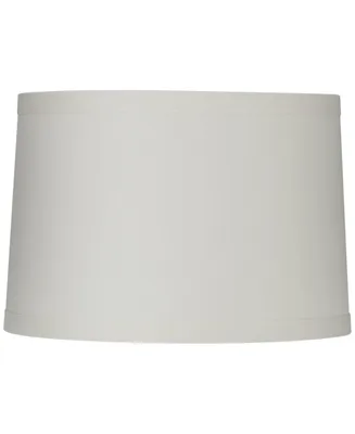 Ivory Linen Medium Drum Lamp Shade 15" Top x 16" Bottom x 11" High (Spider) Replacement with Harp and Finial - Springcrest