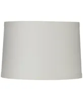 Springcrest Off-White Linen Medium Drum Lamp Shade 15" Top x 16" Bottom x 11" High (Spider) Replacement with Harp and Finial