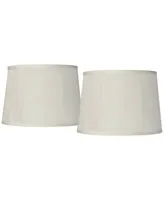 Set of 2 Softback Tapered Drum Lamp Shades Off-White Medium 12" Top x 14" Bottom x 10" Slant Spider with Replacement Harp and Finial Fitting