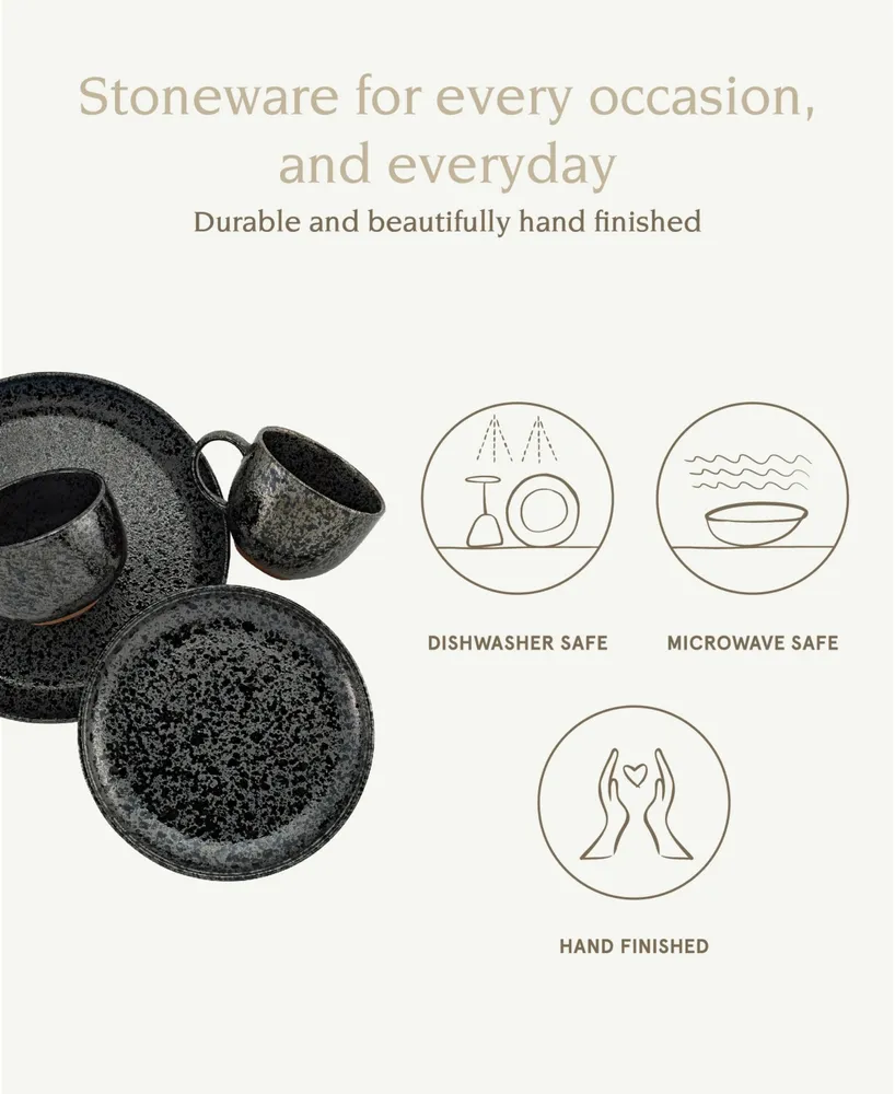 over&back Noir 16 Piece Dinnerware Set