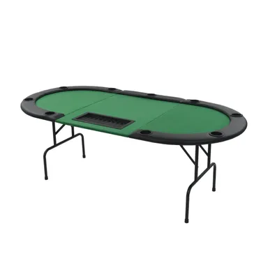 9-Player Folding Poker Table 3 Fold Oval Green