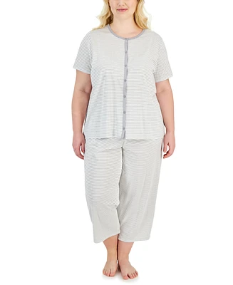 Charter Club Plus 2-Pc. Cotton Button-Down Pajamas Set, Created for Macy's