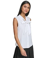 Karl Lagerfeld Women's Tie-Neck Sleeveless Blouse