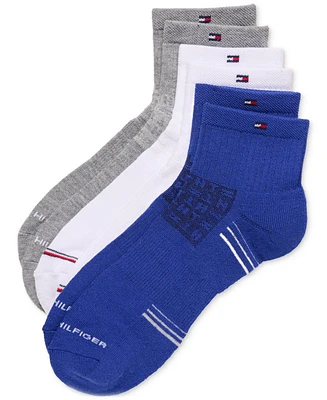 Tommy Hilfiger Men's Cushioned Quarter Length Socks, Assorted Patterns, Pack of 3
