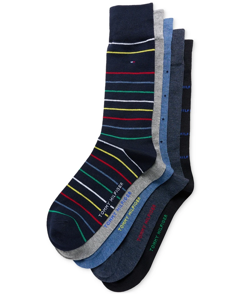 Tommy Hilfiger Men's Crew Length Dress Socks, Assorted Patterns, Pack of 5