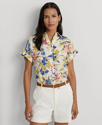 Lauren Ralph Women's Floral Short-Sleeve Shirt