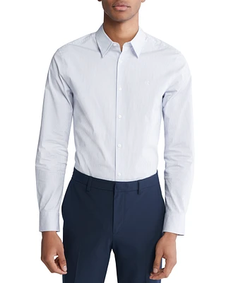 Calvin Klein Men's Slim Fit Striped Stretch Long Sleeve Button-Front Shirt