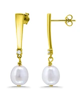 Macy's White Cultured Pearl Polish Graduated Bar Drop Earring