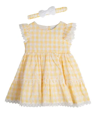 Rare Editions Baby Girls Seersucker Dress with Matching Headband and Diaper Cover, 2 Piece Set