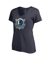 Women's Fanatics Luka Doncic Navy Dallas Mavericks Backer V-Neck T-shirt