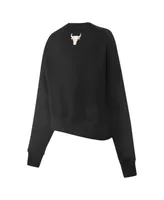 Women's Pro Standard Black Chicago Bulls Glam Cropped Pullover Sweatshirt