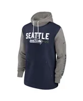 Men's Nike College Navy Seattle Seahawks Fashion Color Block Pullover Hoodie