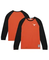 Men's Mitchell & Ness Orange Texas Longhorns Legendary Slub Raglan Long Sleeve T-shirt