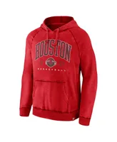 Men's Fanatics Heather Red Distressed Houston Rockets Foul Trouble Snow Wash Raglan Pullover Hoodie