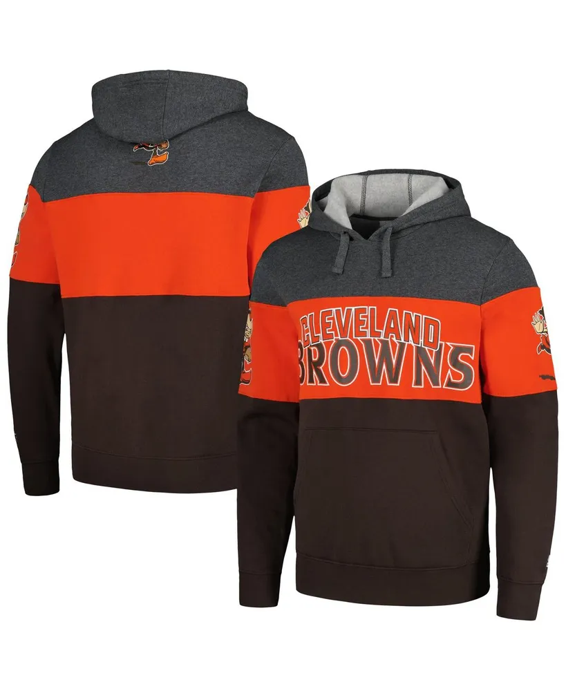 Men's Starter Brown, Orange Distressed Cleveland Browns Extreme Pullover Hoodie