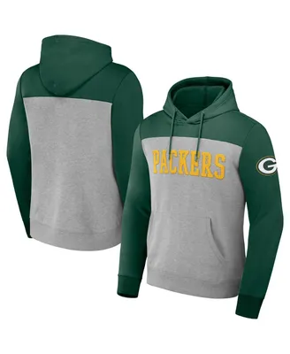 Men's Nfl x Darius Rucker Collection by Fanatics Heather Gray Green Bay Packers Color Blocked Pullover Hoodie