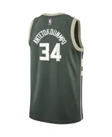 Big Boys Nike Giannis Antetokounmpo Hunter Green Milwaukee Bucks Swingman Jersey - Icon Edition