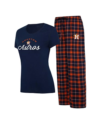 Women's Concepts Sport Navy, Orange Houston Astros Arctic T-shirt Flannel Pants Sleep Set