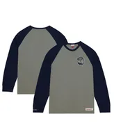 Men's Mitchell & Ness Gray Georgetown Hoyas Legendary Slub Raglan Long Sleeve T-shirt