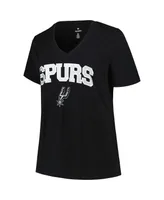 Women's Profile Black San Antonio Spurs Plus Arch Over Logo V-Neck T-shirt