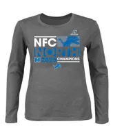 Women's Fanatics Heather Charcoal Detroit Lions 2023 Nfc North Division Champions Plus Conquer Long Sleeve Scoop Neck T-shirt