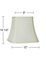 Creme Small Square Cut Corner Lamp Shade 8" Top x 12" Bottom x 11" Slant x 10.5" High (Spider) Replacement with Harp and Finial - Imperial Shade