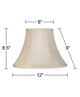 Set of 2 Creme Small Bell Lamp Shades 6" Top x 12" Bottom x 9" High (Spider) Replacement with Harp and Finial - Imperial Shade