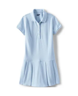 Lands' End Girls School Uniform Short Sleeve Mesh Pleated Polo Dress