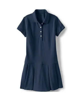 Lands' End Girls School Uniform Short Sleeve Mesh Pleated Polo Dress