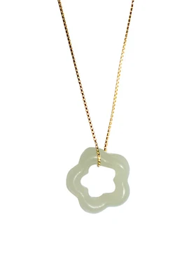 Plum blossom — Green jade pendant necklace