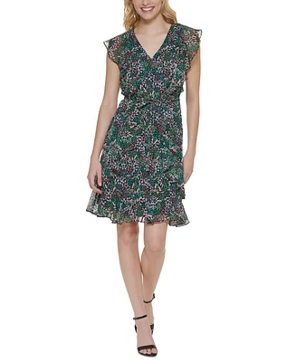 Tommy Hilfiger Women's Ruffled Floral Print Fit & Flare Dress