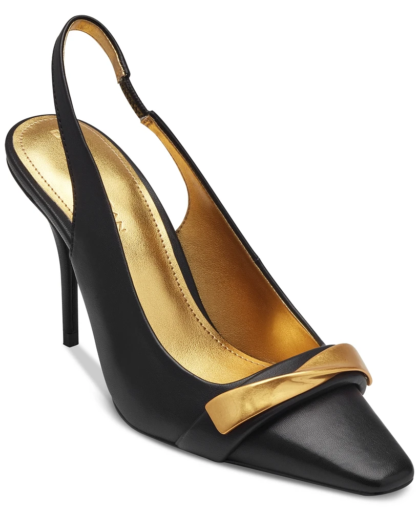 Donna Karan New York Women's Sayer Leather Square Toe Slingback Pumps