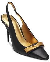 Donna Karan New York Women's Sayer Leather Square Toe Slingback Pumps